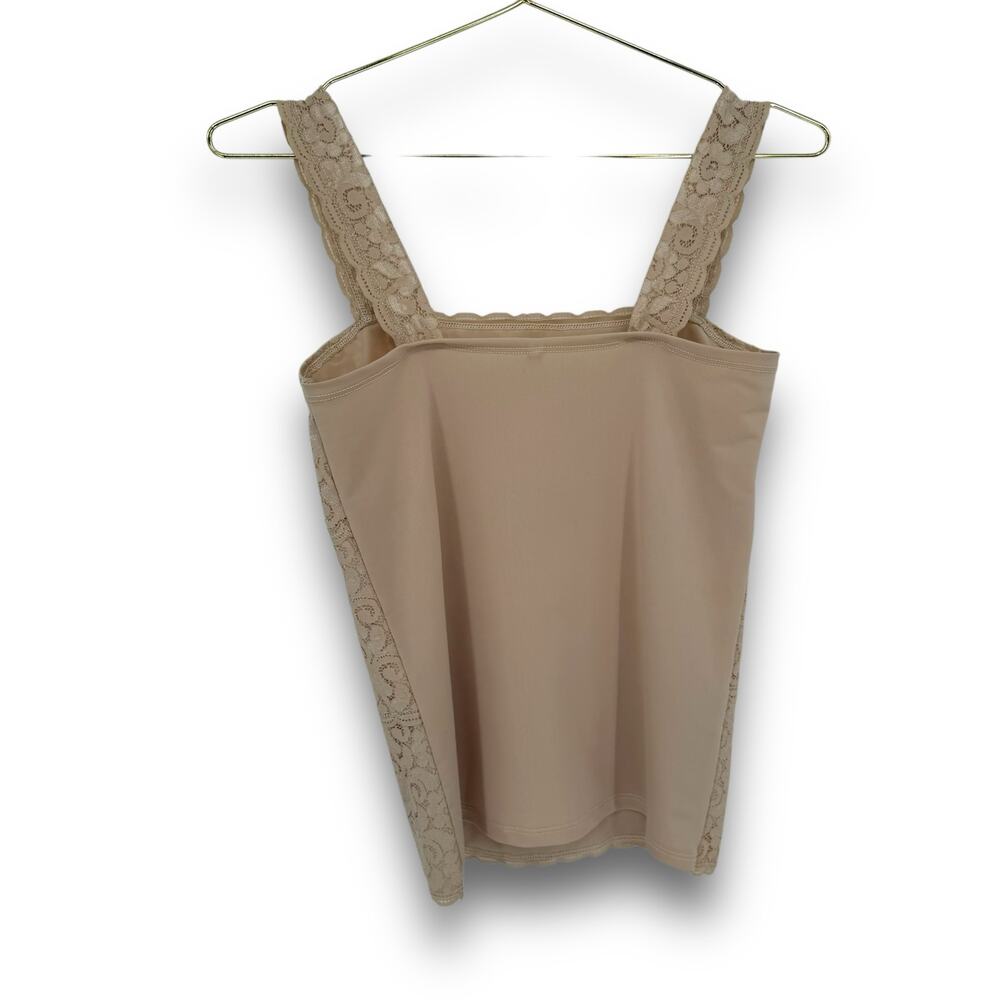90s Vintage Nude Lace Stretch Camisole Tank Top, Size 12 (Fits like M) Coquette - Picture 3 of 5